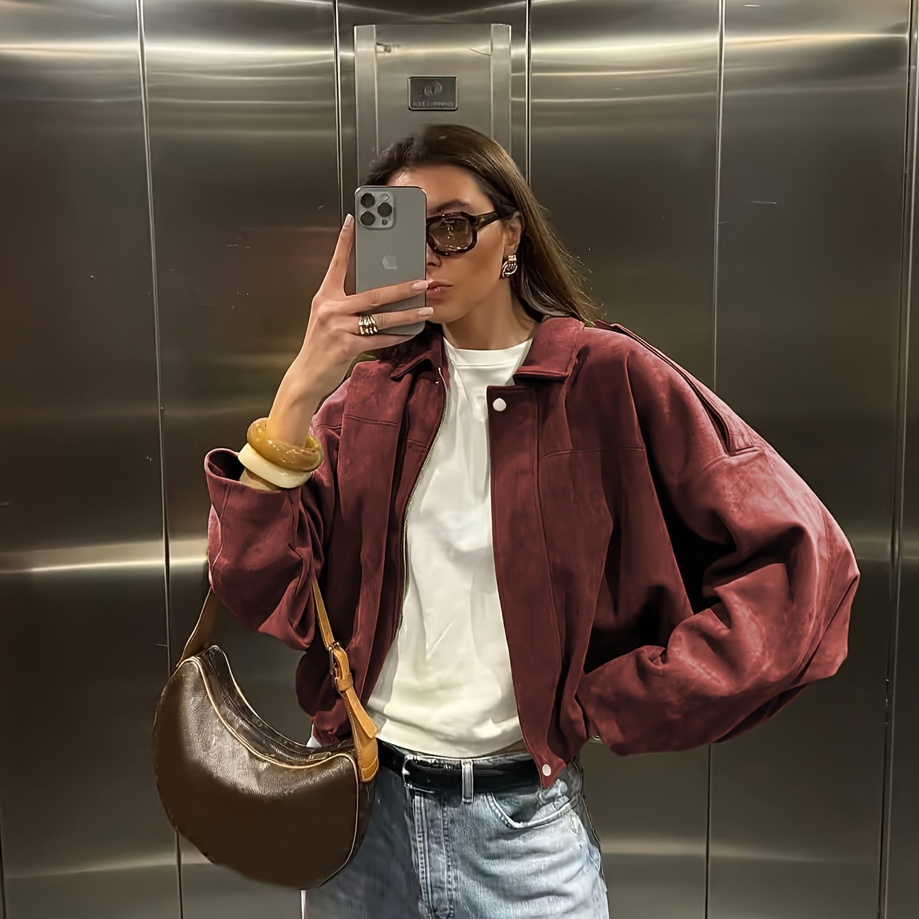 Ariel | Miękka Retro Kurtka Z Sztucznego Zamszu