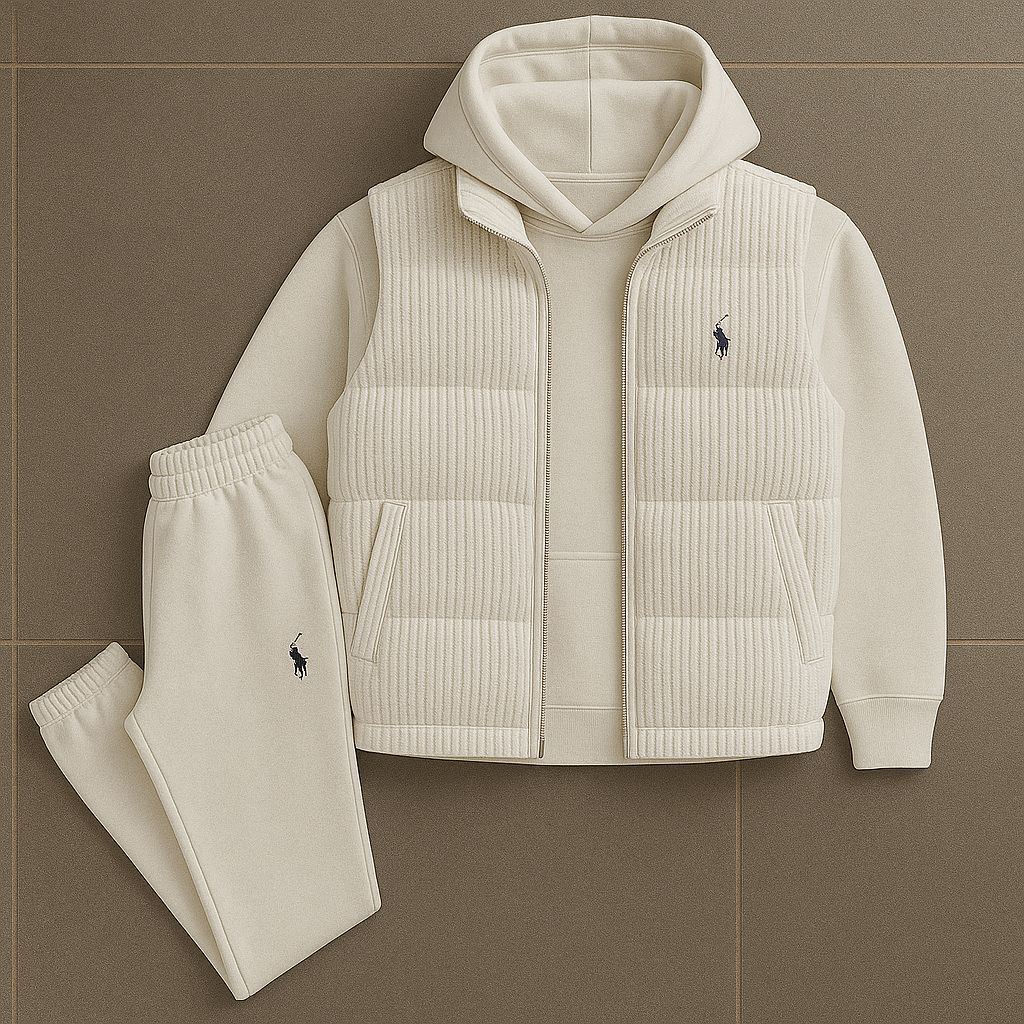 Zestaw RL™ | Bluza z kapturem, pikowana kamizelka i spodnie