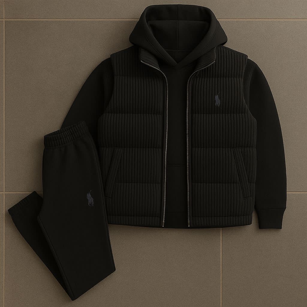 Zestaw RL™ | Bluza z kapturem, pikowana kamizelka i spodnie